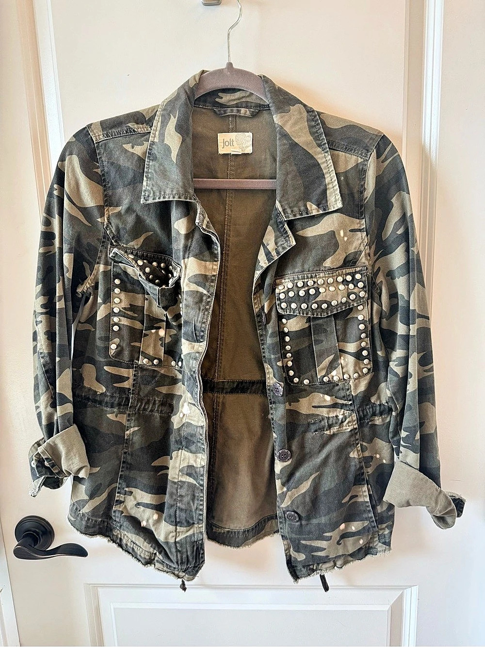 Jolt Studded Camo Utility Jacket Women's Green & Brown